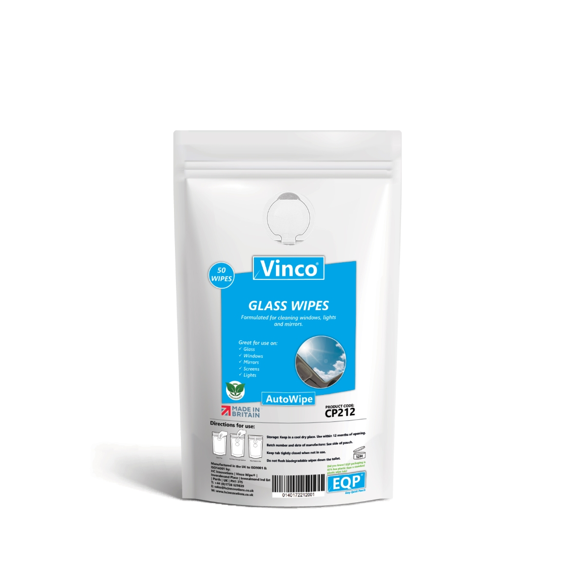 Vinco High Quality Car Glass Wipes - 50 PACK Biodegradable Wipes STREAK FREE